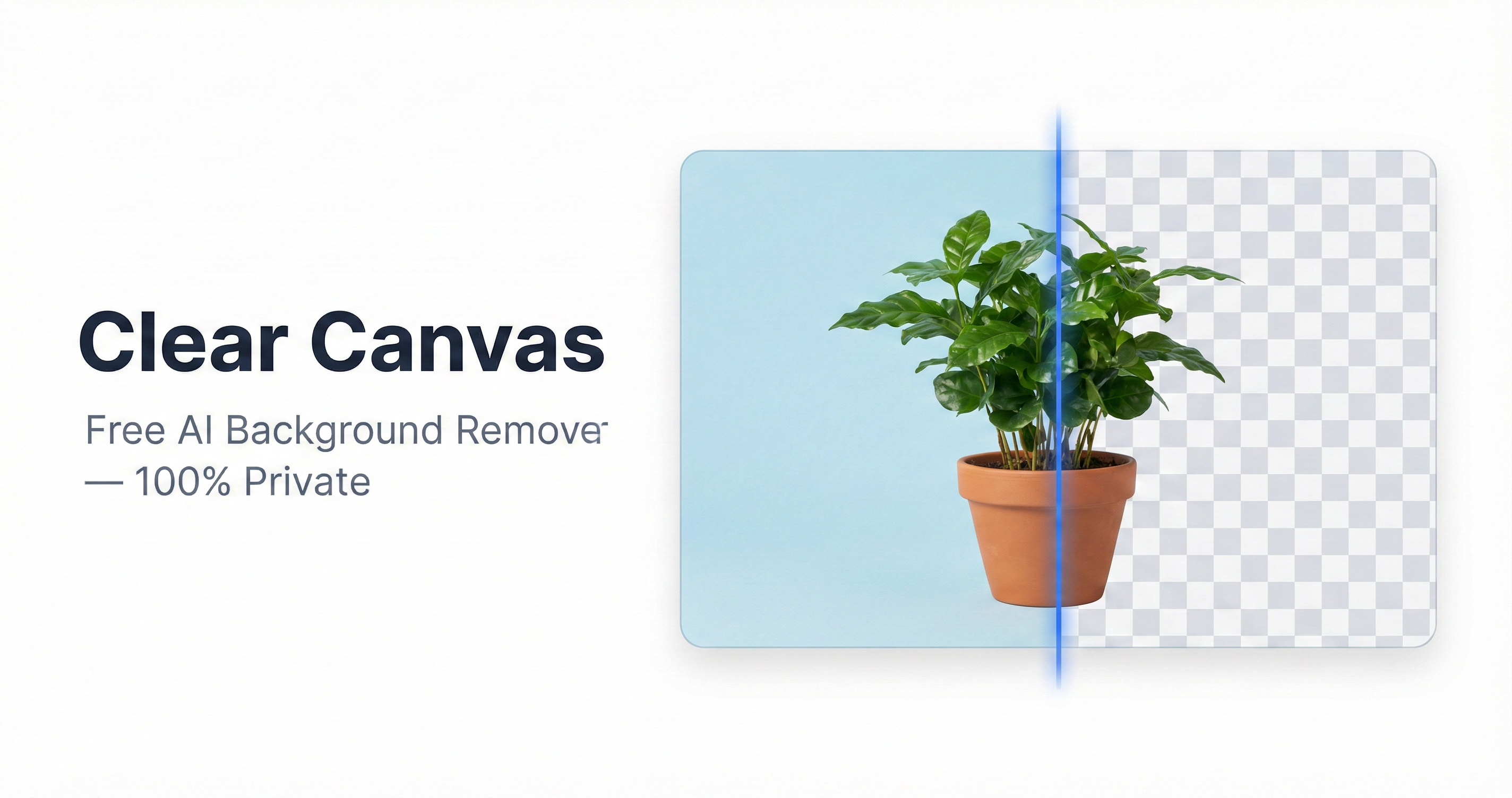 Illustration showing Clear Canvas removing the background from a plant photo